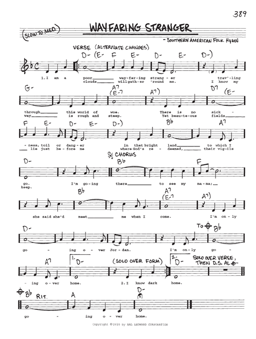 Wayfaring Stranger - Southern American Folk Hymn (Real Book - Melody-Chords-Lyrics)