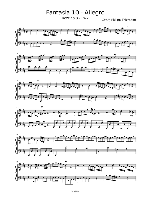 Georg Philipp Telemann: Fantasia 10 - Allegro  / TWV 33
