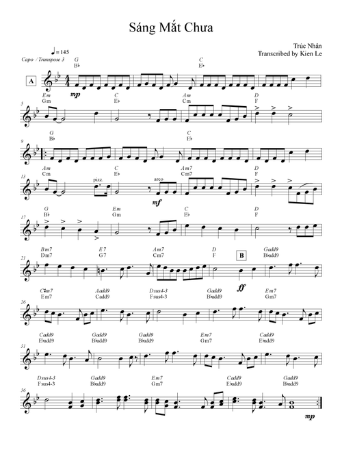 Trúc Nhân - Sáng Mắt Chưa  Sheet music (Arr. JL Acoustic) (Small Ensemble)