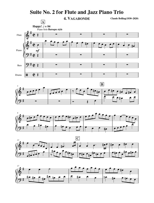Suite No. 2 for Flute and Jazz Piano Trio - 4. Vagabonde - Claude Bolling