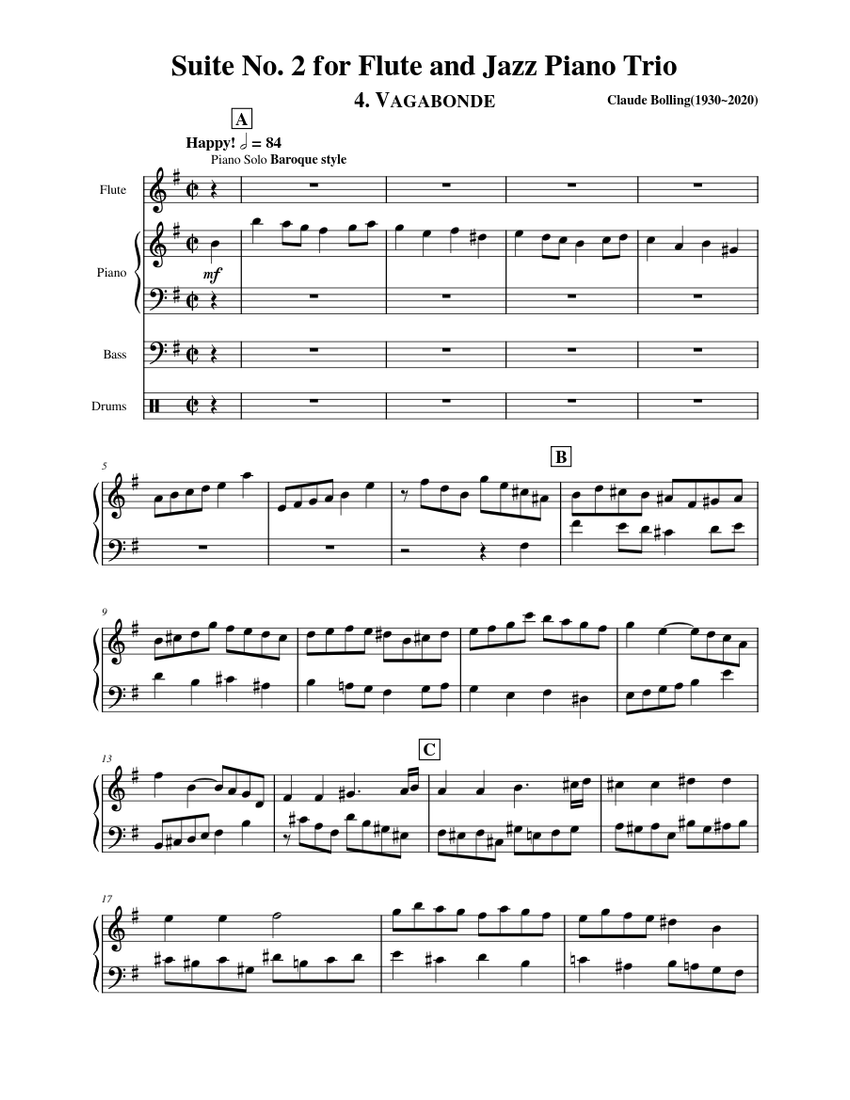 Suite for flute and jazz piano trio on sale