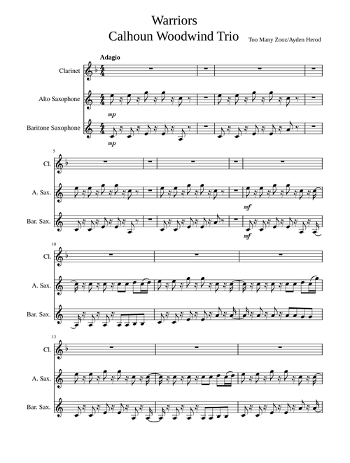 Warriors – Calhoun Woodwind Trio