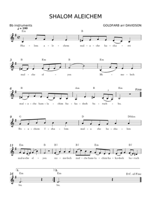Shalom Aleichem - Israel Goldfarb Sheet Music with Chords for Violin ...