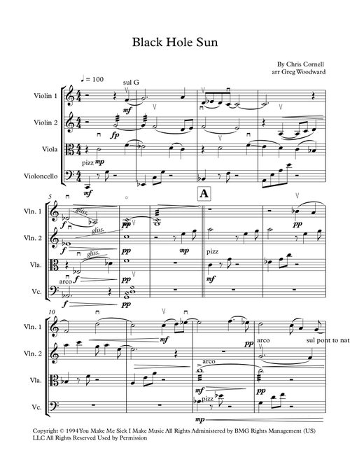 Black Hole Sun (Arr. Greg Woodward) - Soundgarden (String Quartet)
