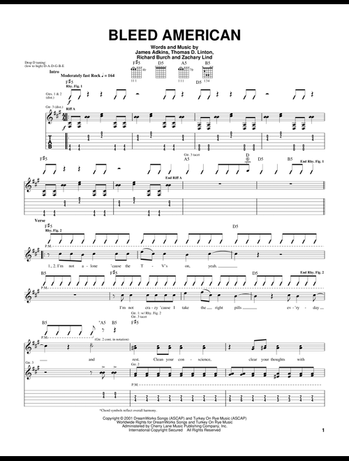 Bleed American - Jimmy Eat World (Guitar Tab)