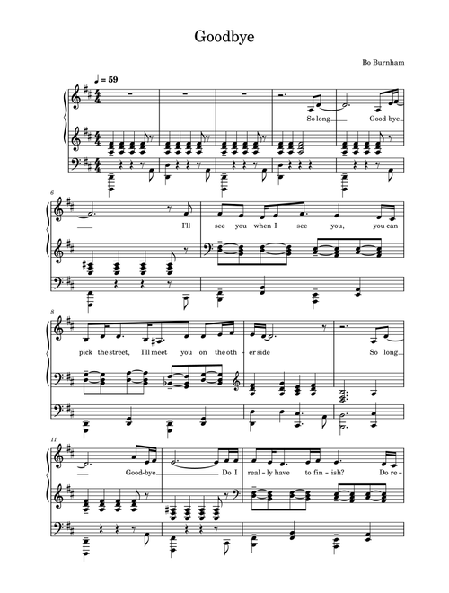 Goodbye (Arr. Teresa Gates) - Bo Burnham (Piano Vocal)