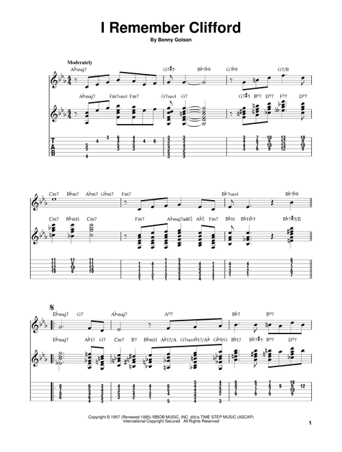 I Remember Clifford (arr. Robert B. Yelin) - Benny Golson (Easy Guitar with TAB)