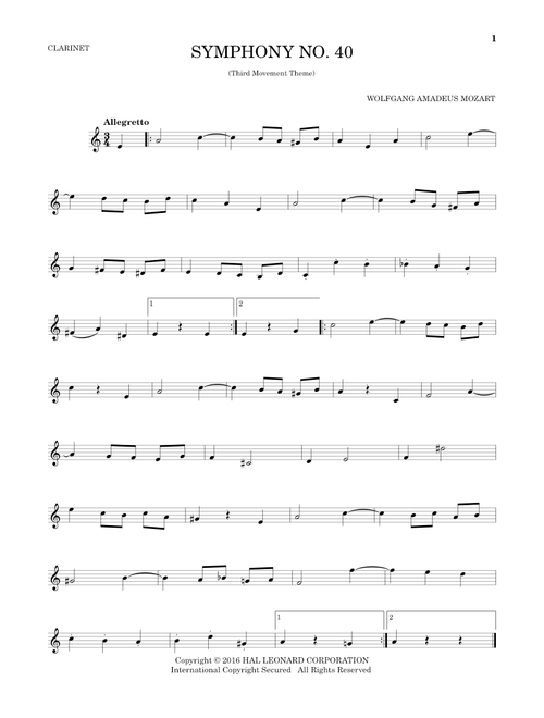 Symphony No. 40 In G Minor, Third Movement ("Minuet") - Wolfgang Amadeus Mozart (Clarinet Solo)