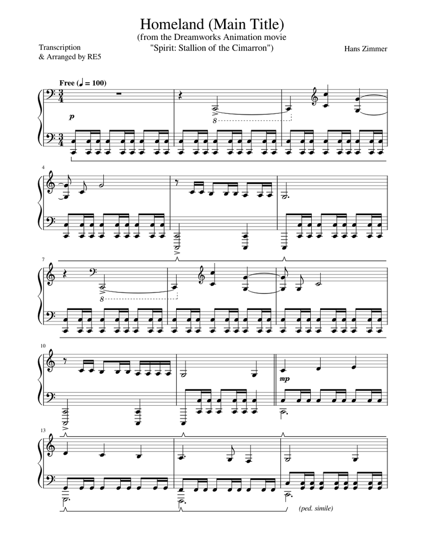 Homeland (Original Arranged) Hans Zimmer Sheet music for Piano (Solo