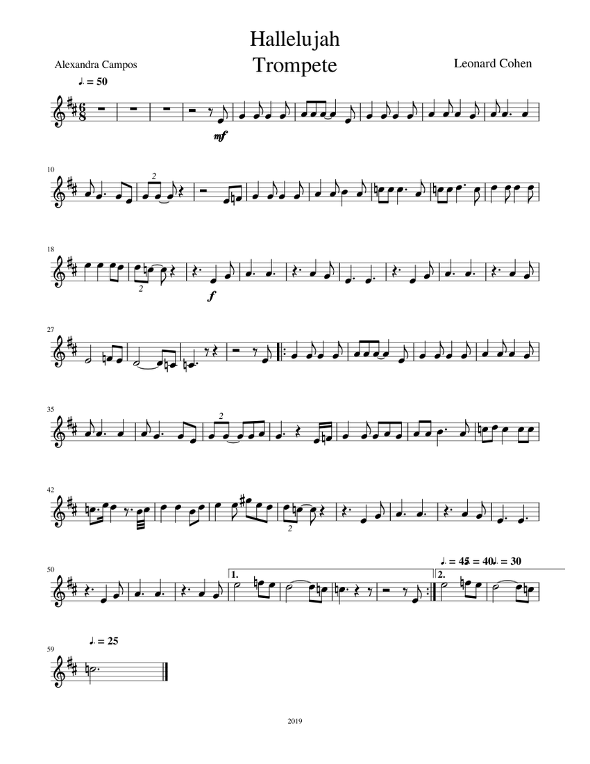 Hallelujah Trompete Sheet music for Trumpet in bflat (Solo