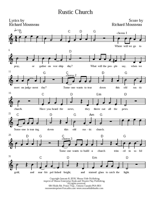 Rustic Church (Arr. Richard Mousseau) - Rick Moose (Lead Sheet - Fake Book)