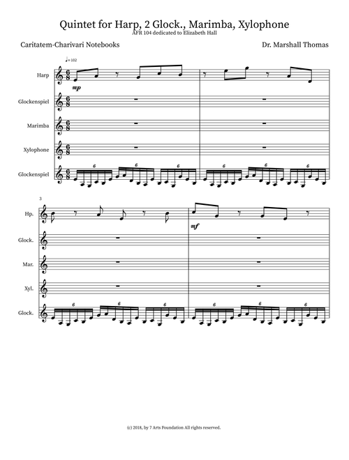 Quintet for Harp, 2 Glock., Marimba, Xylophone - Celebrity Chamber Players (Small Ensemble)