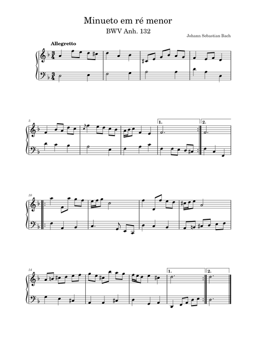 Minueto em ré menor, BWV Anh. 132