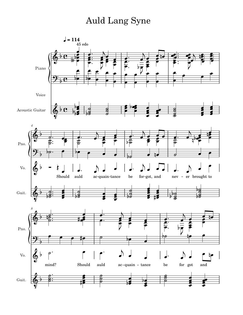 Auld Lang Syne – words Robert Burns Sheet music for Piano, Vocals ...