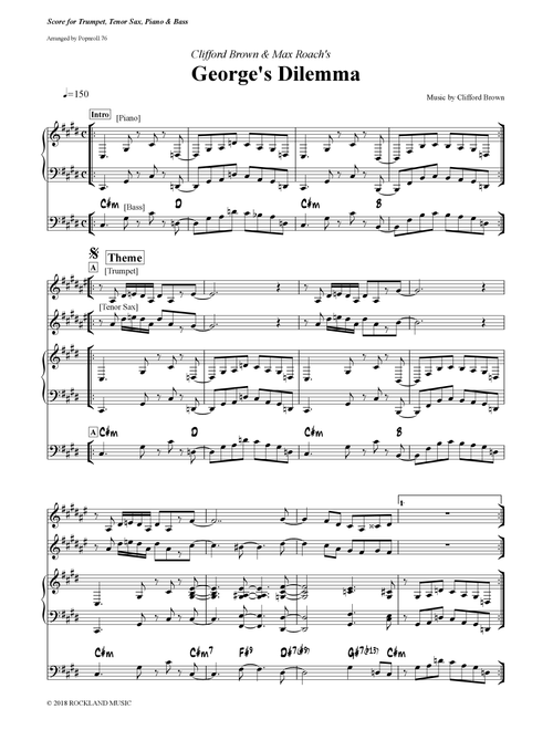 George's Dilemma - Score Only (Arr. Popnroll.76) - Clifford Brown (Jazz Combo)