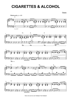 how to play cigarettes and alcohol Play Official version of Cigarettes and alcohol Sheet Music by Oasis for  Piano, Vocals