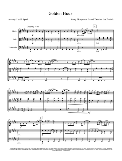 Golden Hour (Arr. K. Speck) - Kacey Musgraves (String Ensemble)