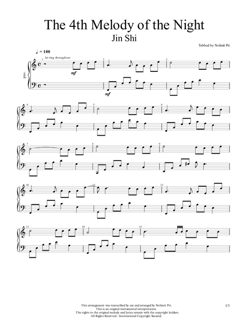 The 4th Melody of the Night (Arr. Nolimit Ptt) - Shï Jin (石进) (Piano Solo)