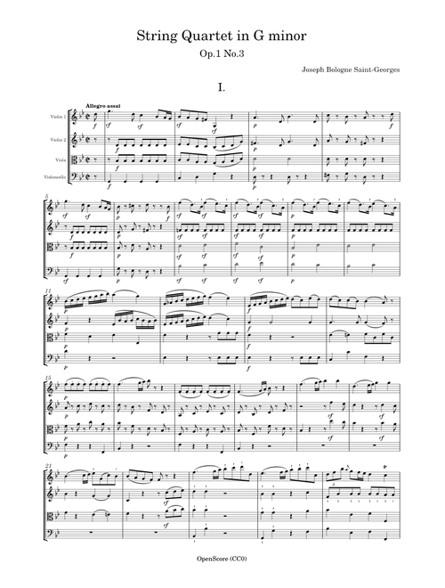 String Quartet in G minor, Op.1 No.3 – Saint-Georges, Joseph Bologne