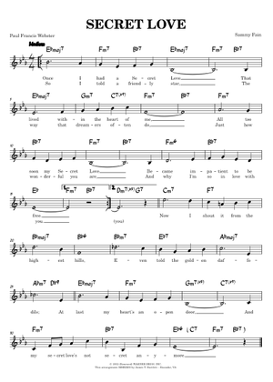 Play Official version of Secret Love Sheet Music by Sammy Fain for