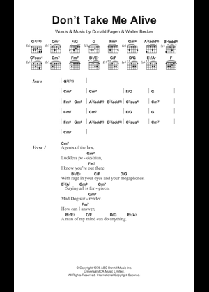 Play Official version of Don't Take Me Alive Sheet Music by Steely