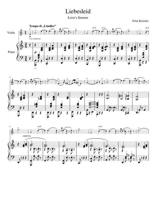Liebesleid from Alt-Wiener Tanzweisen (Love's Sorrow from 3 Old Viennese Dances) by Fritz Kreisler
