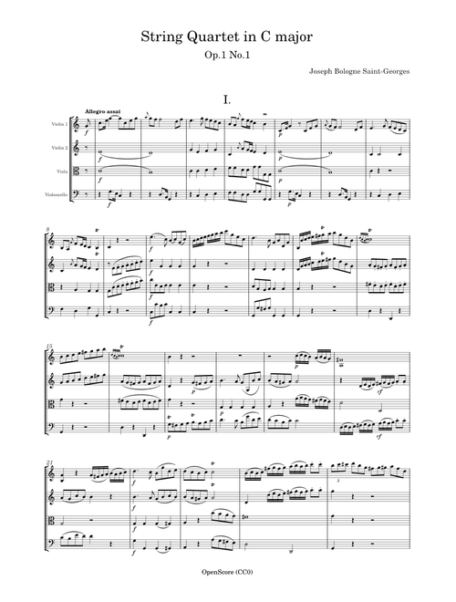 String Quartet in C major, Op.1 No.1 – Saint-Georges, Joseph Bologne