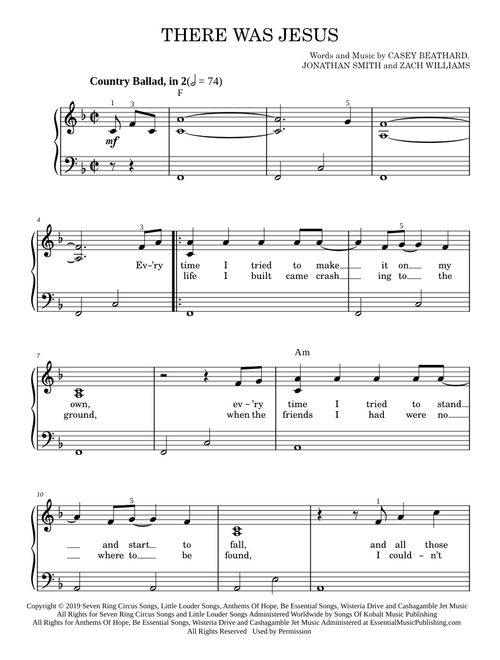 There Was Jesus (feat. Dolly Parton) – Zach Williams (Easy Piano)