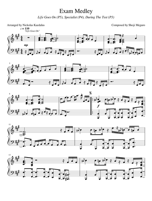 Persona Exam Medley by Kaedalus (Re-Edit) - (Life Goes On, Specialist, and During the Test)