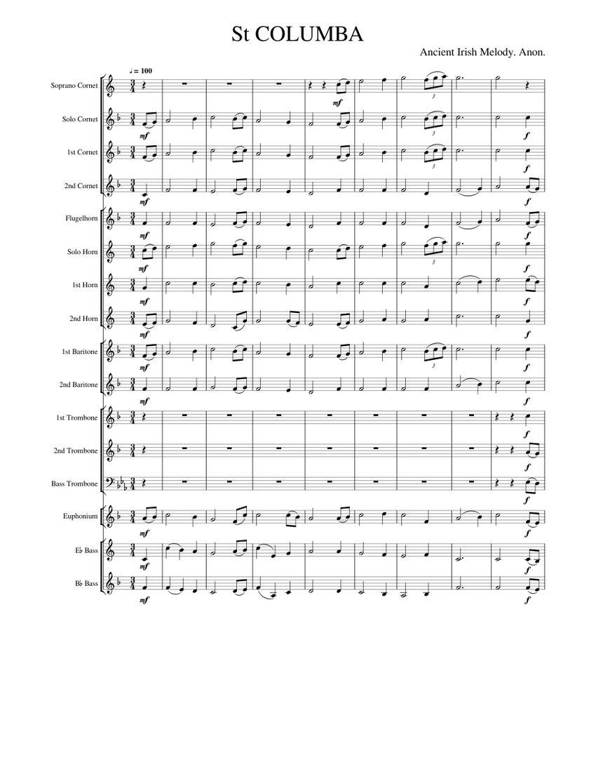 St COLUMBA Sheet Music for Trombone, Cornet, Euphonium, Tuba & more ...