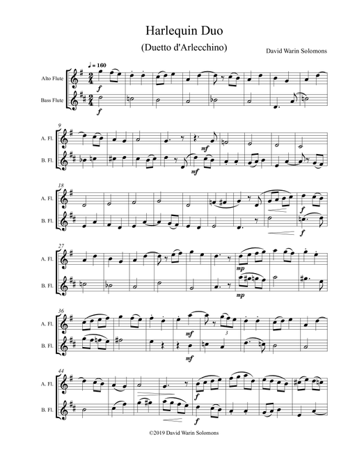 Harlequin Duo (Duetto d'Arlecchino) for alto and bass flutes - Nancy Tyler (Flute Duet)