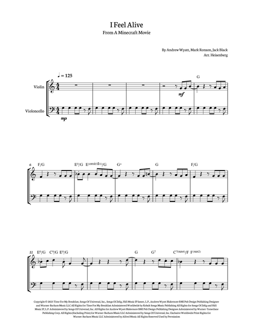 I Feel Alive (Arr. Heisenberg) - Jack Black (Instrumental Duet)