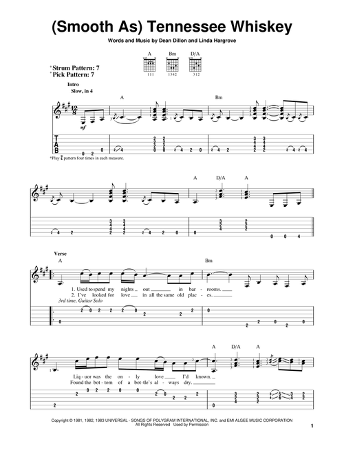 (Smooth As) Tennessee Whiskey - Chris Stapleton, George Jones (Easy Guitar with TAB)