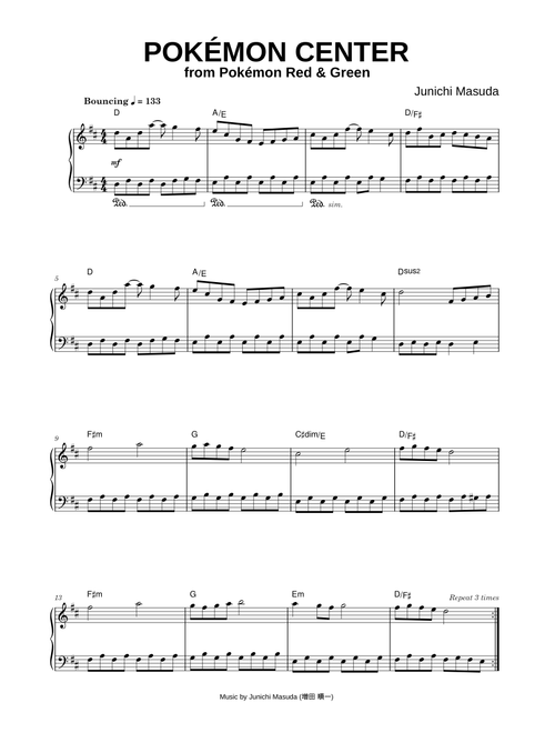 Pokémon Center [from Pokémon Red & Green] - Junichi Masuda (Piano)