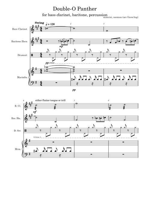 The Pink Panther Theme mashed with James bond Theme – Mancini, Norman, arranged by Geow1ng