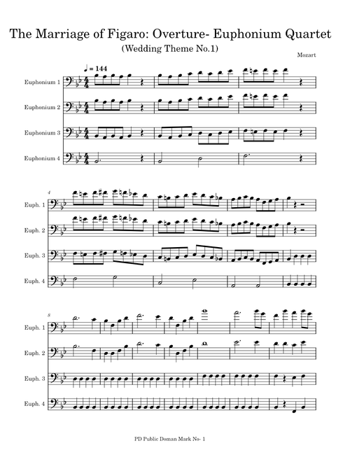 The Marriage of Figaro Overture – Wolfgang Amadeus Mozart The Marriage of Figaro Overture –Euphonium Quartet