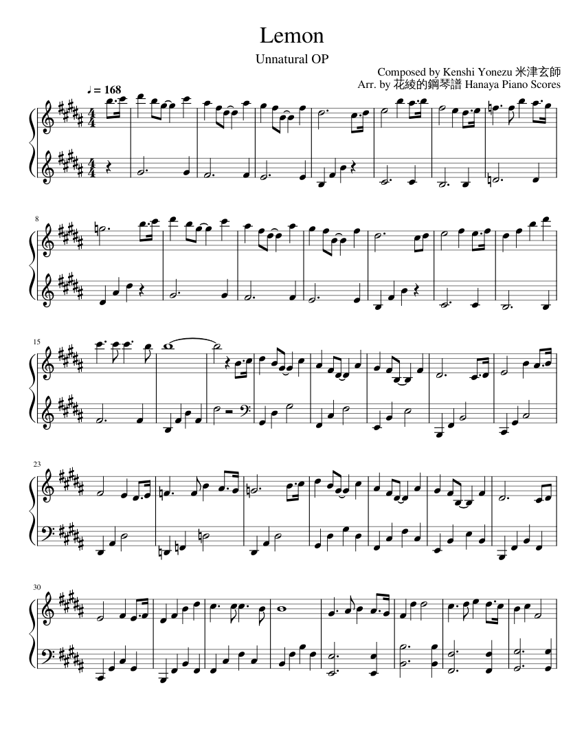 [EASY]Lemon---Kenshi Yonezu Sheet Music for Piano (Solo) | MuseScore.com