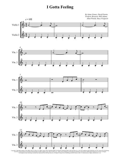 I Gotta Feeling (Arr. Wesley S. SIlva) - The Black Eyed Peas (Violin Duet)