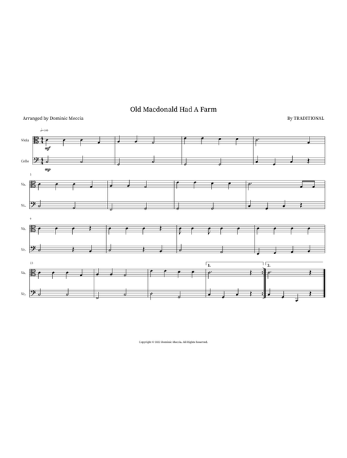 Old Macdonald Had A Farm (Arr. Dominic Meccia) - Traditional (Instrumental Duet)