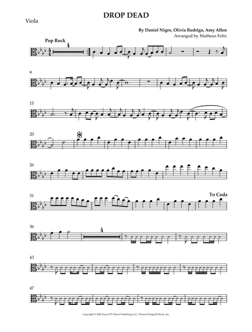 Drop Dead (Arr. Matheus Felix) - Olivia Rodrigo (Viola Solo)