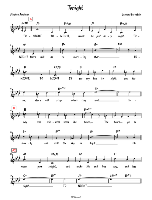 Tonight (Lead sheet with lyrics )
