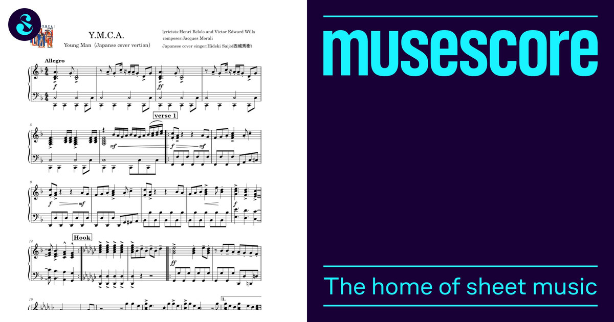 Y.M.C.A. - Village People/西城秀樹 Sheet Music for Piano, Vocals
