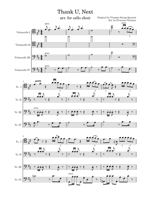 Thank u, next – Ariana Grande Thank u, Next for Cello Choir