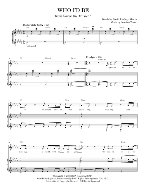 Who I'd Be - Shrek The Musical (Piano Vocal)