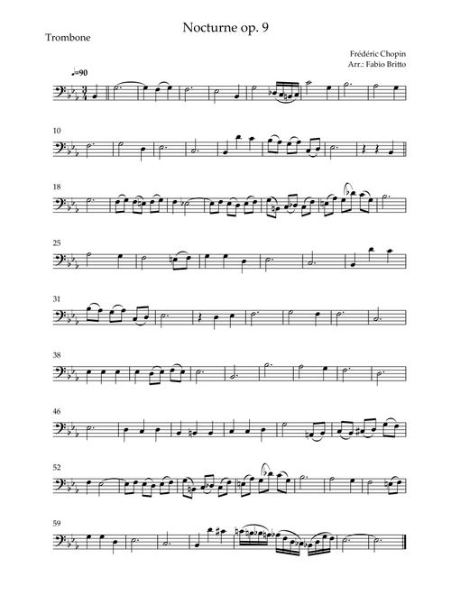Nocturne Op.9 No. 2 (Frédéric Chopin) for Trombone Solo (Arr. Fabio Britto) (Trombone Solo)