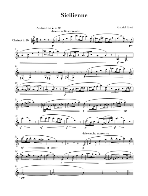 Sicilienne - Fauré (for Clarinete Bb) (Arr. DA Castro) - Gabriel Fauré (Clarinet Solo)
