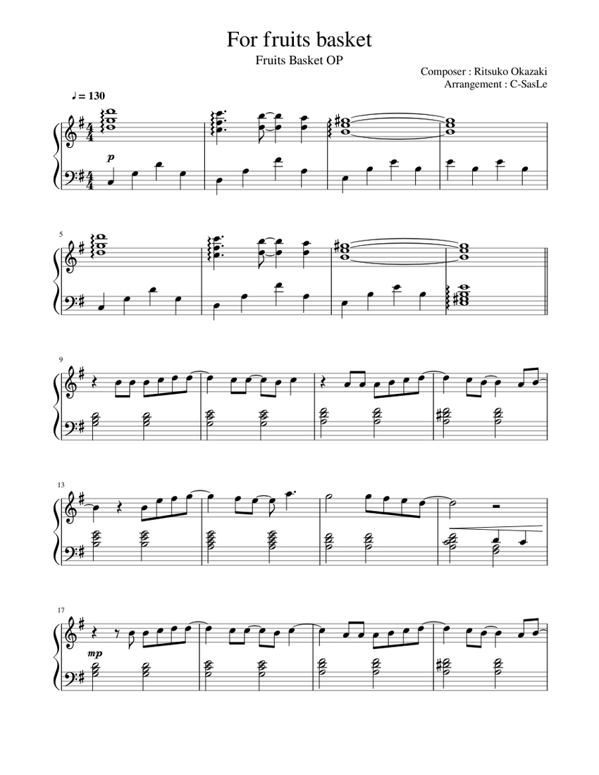 For fruits basket Sheet music for Piano (Solo)