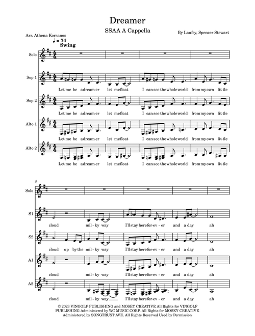 Dreamer (Arr. Athena Korsanos) - Laufey (Choral, SSAA)