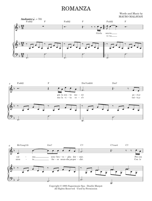 Romanza - Andrea Bocelli (Piano Vocal)