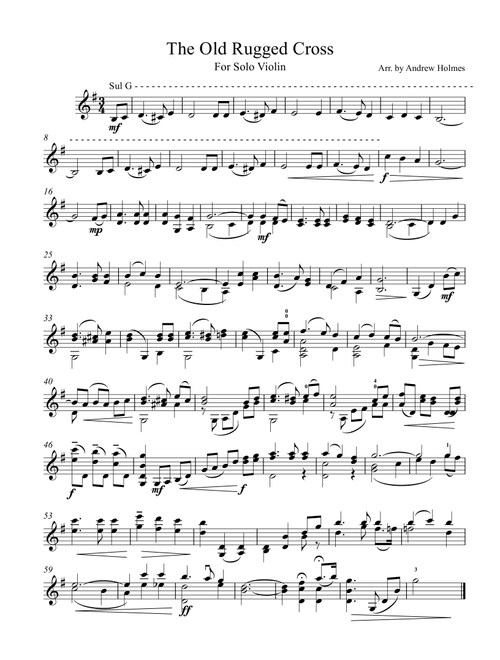 The Old Rugged Cross, for Solo Violin (Arr. Andrew Holmes) - George Bennard (Violin Solo)